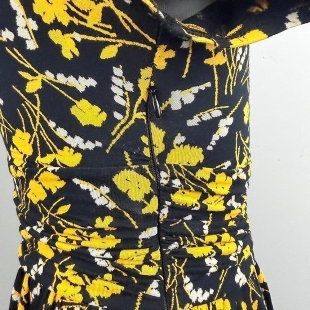 Yellow and Black Maeve Anthropologie Floral Mini Dress - Picture 5 of 7